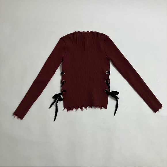 EMORY PARK ultra thick ribbed top with velvet lace up sides - Picture 6 of 6